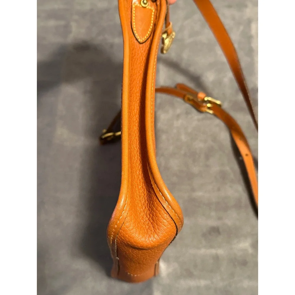Dooney & Bourke All Weather Leather Crossbody Bag Orange Pebbled Duck Fob Vtg.
